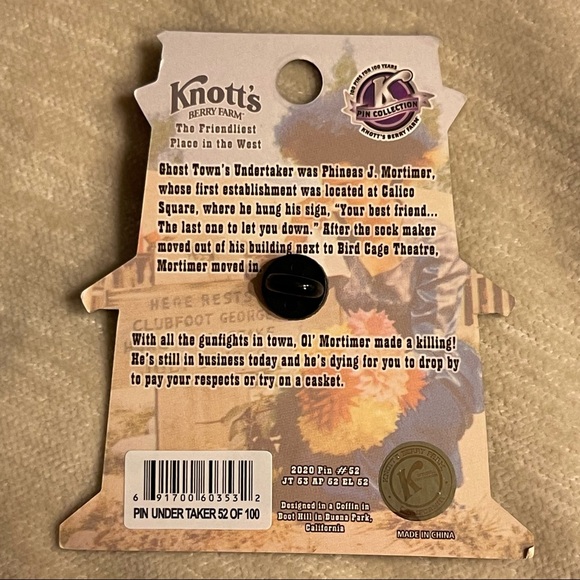 Knotts Berry Farm Pin #52 UNDERTAKER Coffin Parks 100th Anniversary - Picture 2 of 3